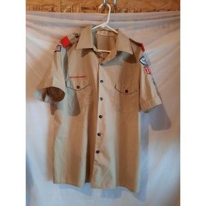 Vintage BSA Boy Scouts of America Men's Uniform Shirt 80's Large Bay Lakes